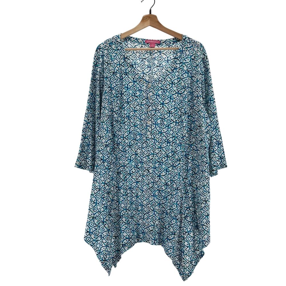 Woman Within Pullover Handkerchief Hem Tunic 2X Shirt Vacation Resort Cruise